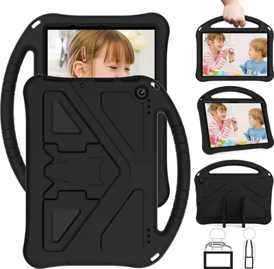 Produktbild von Kinder Hülle für Amazon Fire HD 10 / 10 Plus 10.1" 11th Gen 2021, Eva Leichte Stoßfeste Faltbarem Ständer, Kids Griff Schutzhülle Schwarz