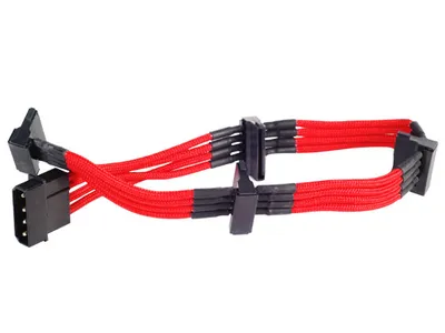Produktbild von Silverstone 0.3m, Molex 4p/4xSATA, 0,3 m, Molex (4-pin), 4 x SATA 15-Pin, Männlich, Männlich, Gerade
