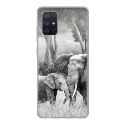 Produktbild von MuchoWow® Handyhülle Schutzhülle Hülle für Samsung Galaxy A51 5G Elefant - Tiere - Natur - Schwarz und weiß Silikon Softcase Handy Hülle - Abbildung