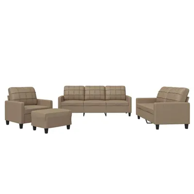 Produktbild von vidaXL 4-tlg. Sofagarnitur mit Kissen Cappuccino-Braun Kunstleder
