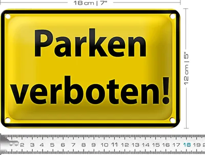 Produktbild von Blechschild Warnschild 18x12cm Parken Verboten gelb