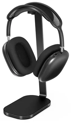 Immagine prodotto di Supporto per cuffie - Robusto supporto per auricolari - Accessorio da scrivania per gaming - Nero - Alluminio e silicone - Adatto per cuffie over-ear
