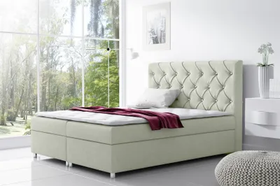 Produktbild von Boxspringbett Schlafzimmerbett DOLCE Polyesterstoff Beige 140x200cm