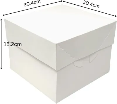 Obrázek produktu pro Přepravní box na dorty, rozměry 30,5 x 30,5 x 15,2 cm, 10 kusů, bílý, pro pekárny