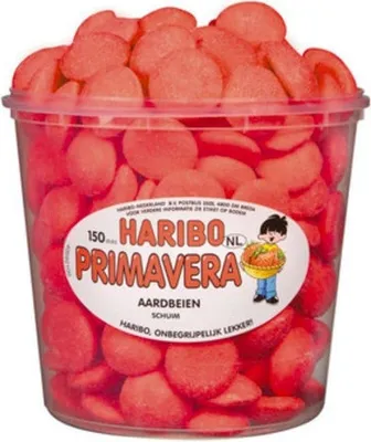 Obrázok produktu pre Haribo Primavera veľké červené sladené jahody s penovým cukrom 1050g