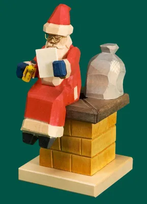 Produktbild von Räuchermann Weihnachtsmann auf Essenkopf geschnitzt Höhe 17cm NEU