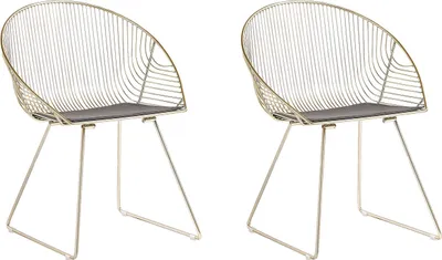 Produktbild von BELIANI Stuhl 2er Set Gold Metall/Kunstleder 2 x Sitzkissen Modern