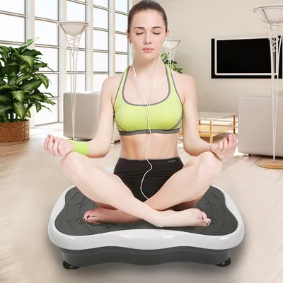 Produktbild von Fitness Platte Vibrationstrainer, für den Büro-Wohnzimmer, Multi-Funktions mit Bluetooth und USB,Vibrationsplatte Body-Shaper der Eignungs-Ausrüstung (Schwarz+Weiß)