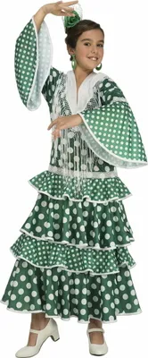 Productafbeelding van Verkleedpak voor kinderen, My Other Me, Giralda, flamenco-danseres, groen - maat 7-9 jaar