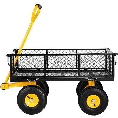 Productafbeelding van Tuinwagen, draagvermogen 400 kg, 240° draaibare handgreep, 10-inch luchtbanden, afneembare zijpanelen, opklapbaar design