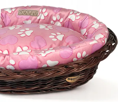 Obrázek produktu pro DOTTY Růžový wiklinový košík pro psa a kočku s polštářem
