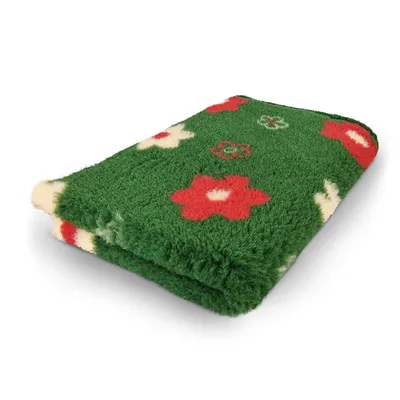 Produktbild von Vet Bed Hundebett mit Antirutschbeschichtung grün mit Blumenmuster 150 x 100 cm