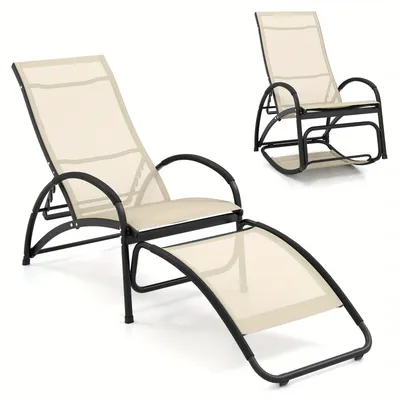 Immagine prodotto di Sedia a dondolo 2-in-1 - Sedia relax - Sedia da giardino - Poltrona lounge - Schienale regolabile in 4 posizioni