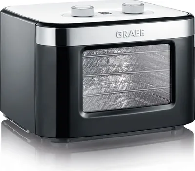 Produktbild von GRAEF Dörrautomat DA 2042, schwarz, 8,0 Liter , 400W, 4 Edelstahl-Dörrgitter, Timer bis 24h, 35-80°C, automatische Kühlfunktion, inkl. Silikonmatte