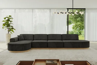Produktbild von ALTDECOR Ecksofa in L-Form  MARI-L3-v2 - 413x171x83 cm Schwarz -  Corner Sofa Bett Eckcouch Couch Wohnlandschaft Cauchsofa