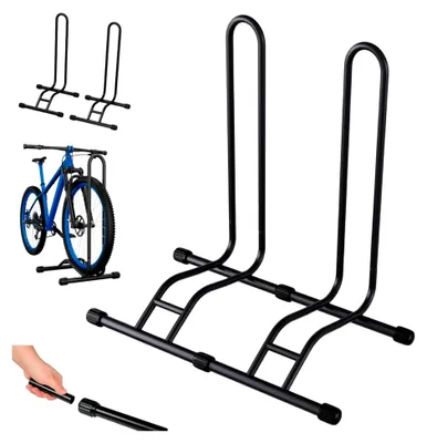 Produktbild von Fahrradständer Boden 2 Stück, Abnehmbar für Fahrräder, Reifenbreite bis 80 mm, 20-28 Zoll, Hinterradhalterung, Radständer für Mountainbike und Rennrad, Stabil, Schwarz