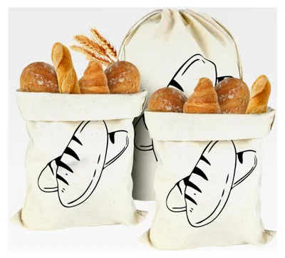 Produktbild von Brotbeutel aus ungebleichtem Leinen, 3 Stück, 40 x 30 cm, wiederverwendbare Leinenbeutel mit Kordelzug für Brot, Obst und Gemüse