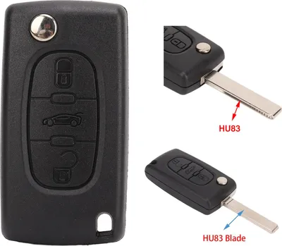 Immagine prodotto di Custodia per chiavi auto, nera, 3 pulsanti, pieghevole, ribaltabile, custodia protettiva, ricambio per Peugeot 107 207 307 307cc, lame a taglio (modello: CE0536-HU83)