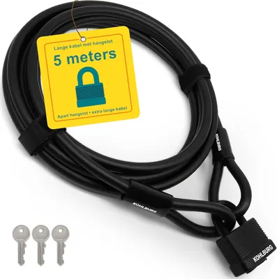 Productafbeelding van Kabelslot 5 meter - Met hangslot - Klikmechanisme