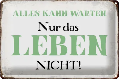 Produktbild von Blechschild Spruch 30x20cm alles kann warten Leben nicht