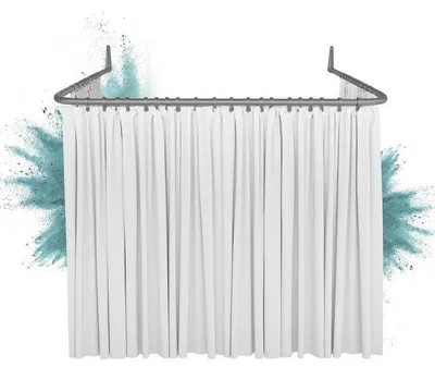 Immagine prodotto di Ibenzoa®: Barra per tenda da doccia a forma di L, realizzata in acciaio inossidabile con rivestimento in polvere grigio lucido, dimensioni angolari 85x95x85 cm, montaggio a parete senza supporto a soffitto, possibilità di installazione senza foratura