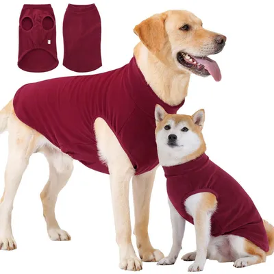 Immagine prodotto di Maglione per cani in pile, colore rosso, taglia L, caldo e elasticizzato. Mantella per cani