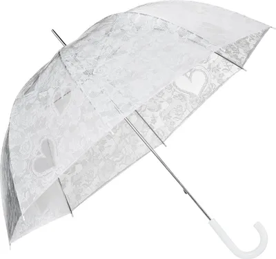 Produktbild von Glockenregenschirm Damen Transparent Durchsichtig Hochzeit Brautschirm Wedding Weiß Herz Spitze