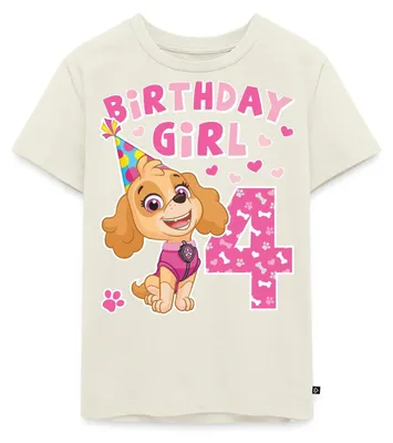 Produktbild von Spreadshirt Paw Patrol Geschenk 4 Jahre 4. Geburtstag Skye Kinder Premium T-Shirt, 134/140 (8 Jahre), Naturweiß
