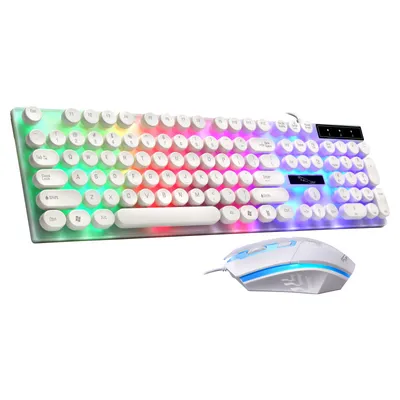 Produktbild von Kabelgebundene USB-Gaming-Tastatur Rainbow Tastatur- und Maus-Kombination mit mechanischer Hintergrundbeleuchtung Tastatur- und Maus-Kombination Weiß