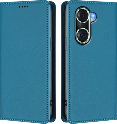 Obrázek produktu pro Kožené pouzdro pro Honor 60 Pro, magnetické flipové pouzdro zPolyuretankůže se stojánkem Jezerní modrá
