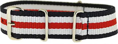 Produktbild von Uhrenarmband Durchzugsband Polyester blau weiß rot gestreift 22mm