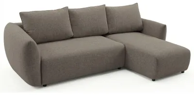 Image de Selsey Zordo – Canapé d'angle convertible en L avec deux coffres de rangement, en tissu chenille de couleur marron clair, côté droit