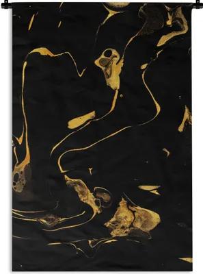 Produktbild von MuchoWow® Wandteppich Wandbehang Muster - Gold - Schwarz 60x90 cm Tapisserie Dekoration Wandtuch - Foto-Teppich - Abwaschbar