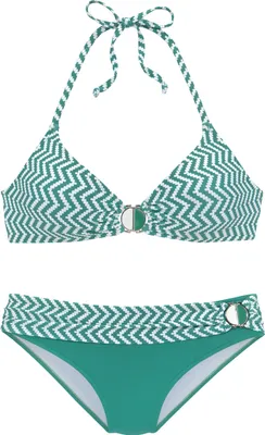 Produktbild von JETTE Triangel-Bikini grün-weiß Größe 36 Cup C/D