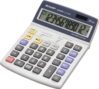 Produktbild von Sharp EL2125C, Desktop, Finanzrechner, 12 Ziffern, 1 Zeilen, Batterie/Solar, Schwarz, Blau, Grau