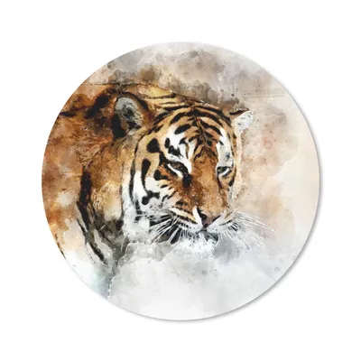 Produktbild von MuchoWow® Mauspad Mousepad Tiger - Gemälde - Weiß 40x40 cm - Mousepads - Maus Mat - Pad - Mausunterlage - Schreibtisch Accessoires