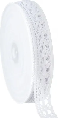Produktbild von Elegantes Dekoband Spitzenband Weiß B25mm L20m - Vielseitiges Zierband für Hochzeit, Taufe, Vintage-Stil