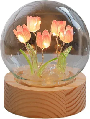 Obrázek produktu pro Květinové noční světlo Tulipánová noční lampa Domácí dekorace Noční světlo Noční světlo pro kancelář Ložnice růžová