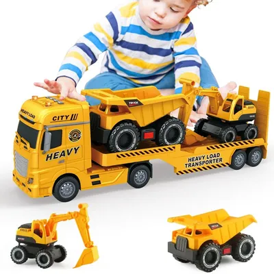 Produktbild von Spielzeug-Lkw – Pritschwagen – Bagger – Kipper – 65 cm