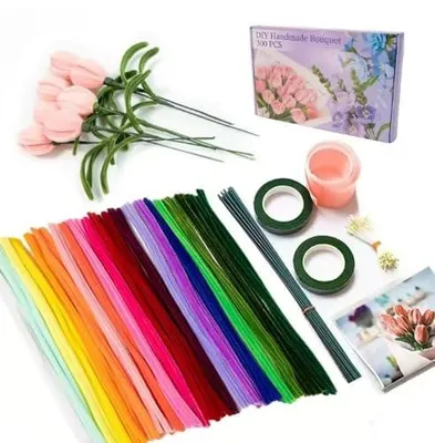 Pfeifenreiniger Blumen Set, 400-teilig, 20 Farben, inkl. Zubehör