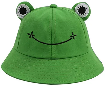 Obrázek produktu pro Buckethut für Erwachsene, Frosch, Anglerhut, Sonnenhut, Sommermütze aus Baumwolle, niedlicher Frosch-Hut für Damen(56-58 Cm)