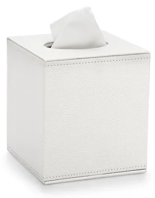 Zdjęcie produktu dla Pojemnik na chusteczki higieniczne, sztuczna skóra, kwadratowy, biały, 13,2x13,2x14,8 cm, z magnesem
