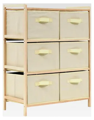 Produktbild von Lagerregal mit 6 Stoffkörben aus Zedernholz in Beige