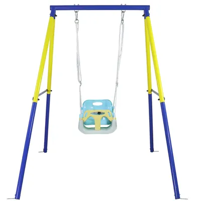 Produktbild von CCLIFE Babyschaukel mit Schaukelgestell Kinderschaukel Schaukelgerüst Outdoor und Indoor Verstellbar Ab 2 Jahren ZERRO