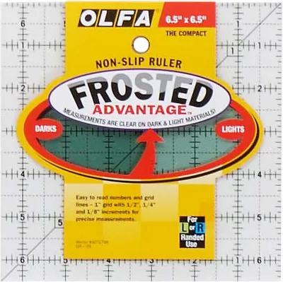 Produktbild von Olfa Patchworklineal mit Maßeinteilung in inch in verschiedenen Ausführungen : 6,5 x 6,5 inch Linealgrößen: 6,5 x 6,5 inch