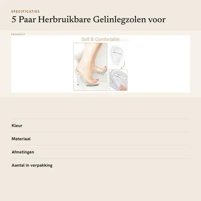 Productafbeelding van Siliconen voetsteunen voor voetbeschermers - Transparant - 5 paar