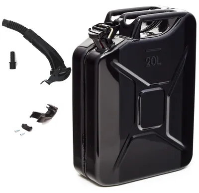 Produktbild von Oxid7® by BW Kraftstoffkanister Metall Benzinkanister 20 Liter mit Ausgießer - Schwarz RAL 9005 - UN-Zulassung - Hergestellt in Europa