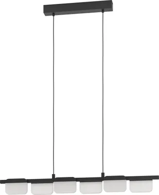 Produktbild von EGLO LED Pendelleuchte Ervidel, 6 flammige Hängelampe dimmbar, Hängeleuchte aus Metall, Kunststoff, Esstischlampe, LED Wohnzimmerlampe