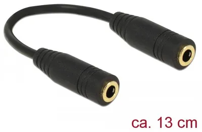 Produktbild von Adapter Klinke 3,5mm 4Pin (Buchse) > 3,5mm 4Pin (Buchse) (schwarz, 13cm)