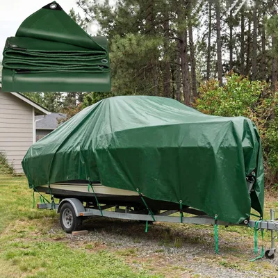 Image de Bâche de protection, toile avec œillets, toile PVC 420g/m², imperméable, résistante à la déchirure, bâche de protection pour bateaux, bois, piscines, mobilier de jardin, trampolines, couleur verte, dimensions 3x4 mètres